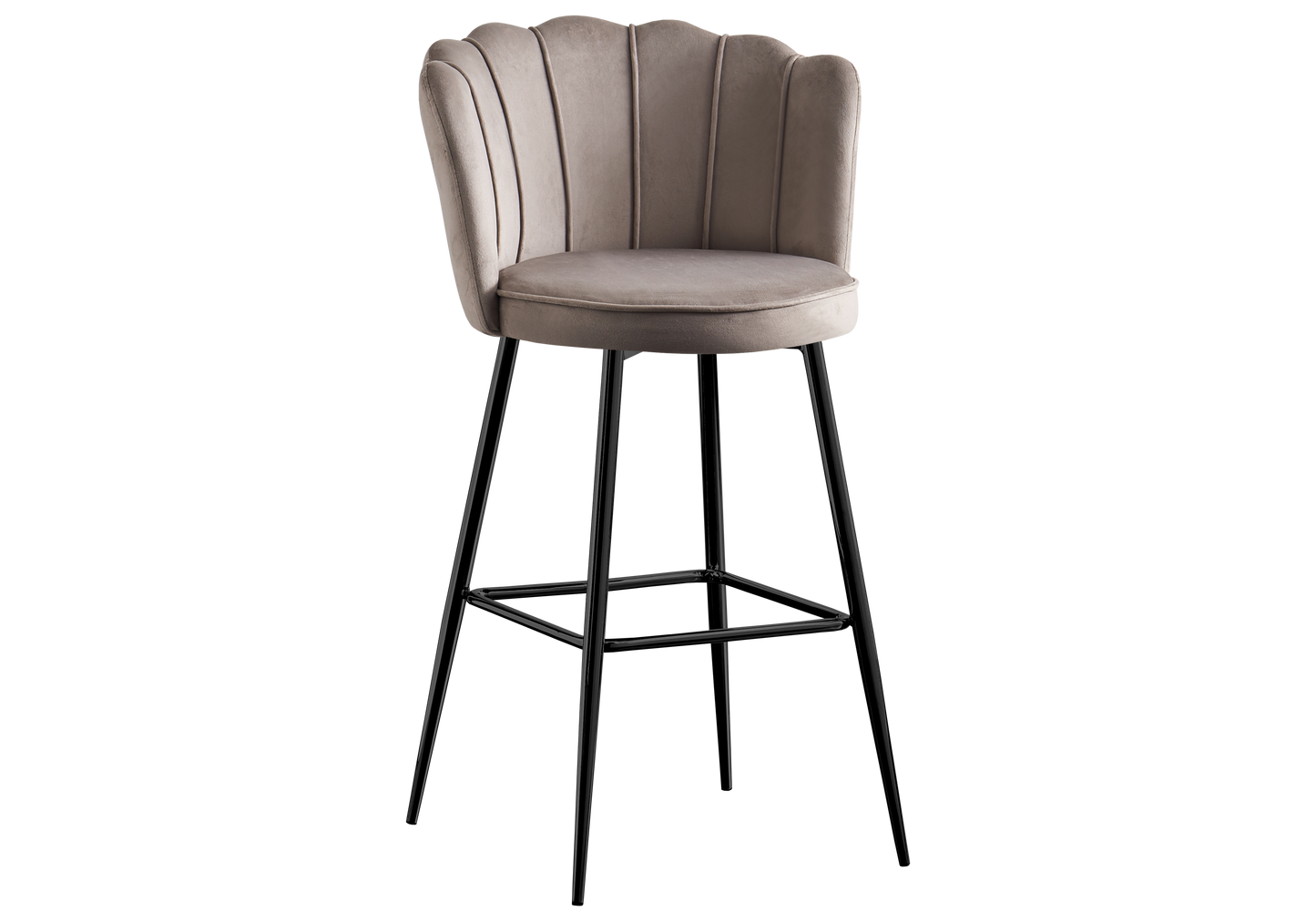 Chaise de bar design coquillage velours taupe - Nymea x2