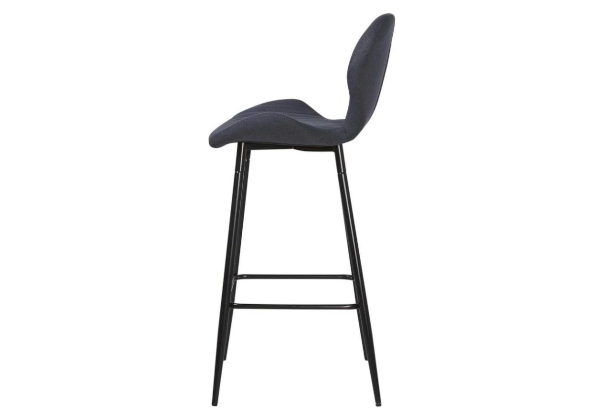 Chaise de bar velours gris pieds noir - Mona x4
