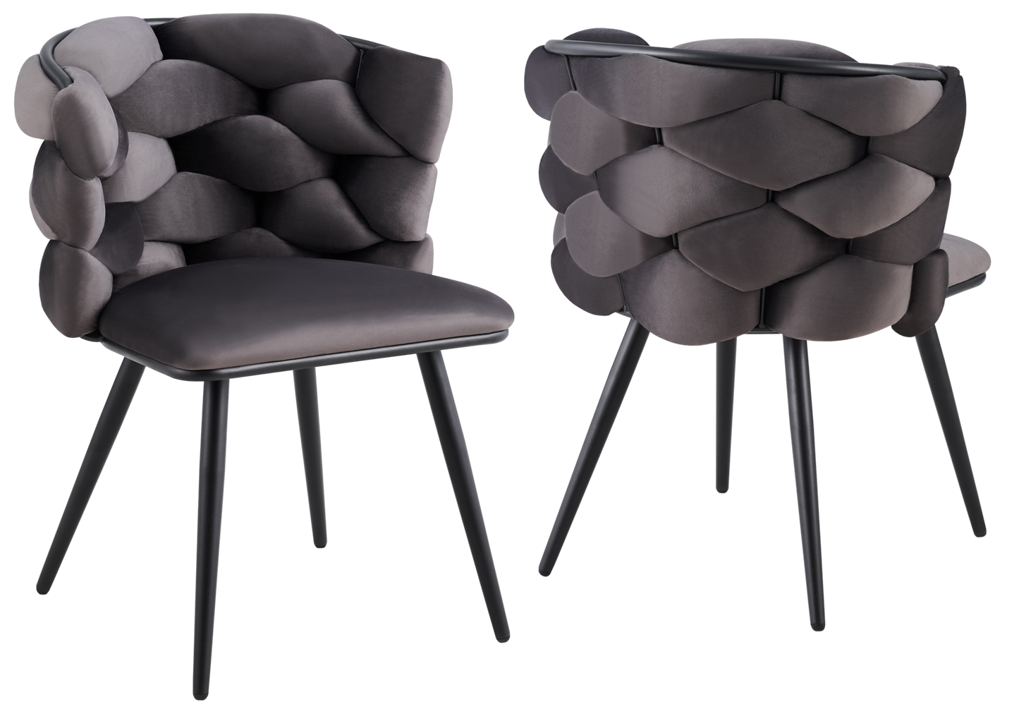 Chaise de table velours anthracite pieds noirs - Cloud x2