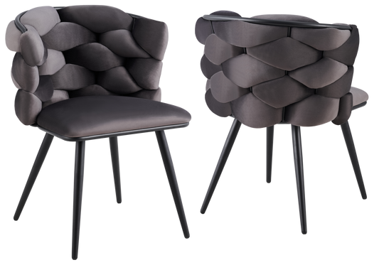 Chaise de table velours anthracite pieds noirs - Cloud x2