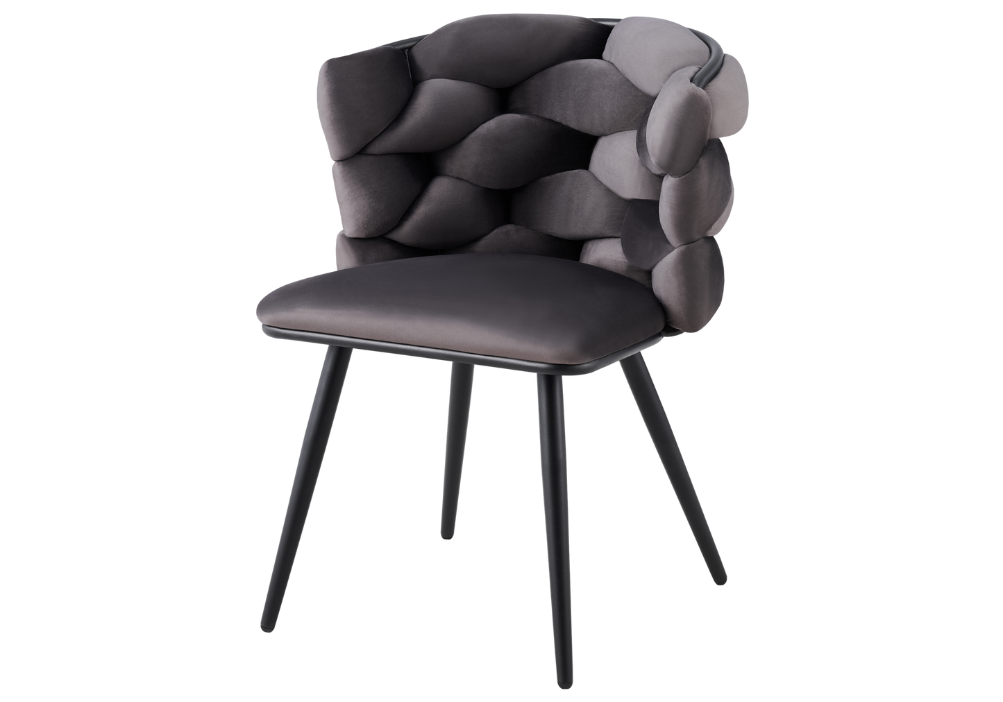 Chaise de table velours anthracite pieds noirs - Cloud x2