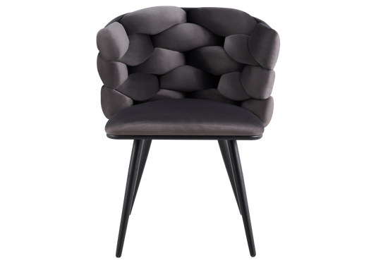 Chaise de table velours anthracite pieds noirs - Cloud x2