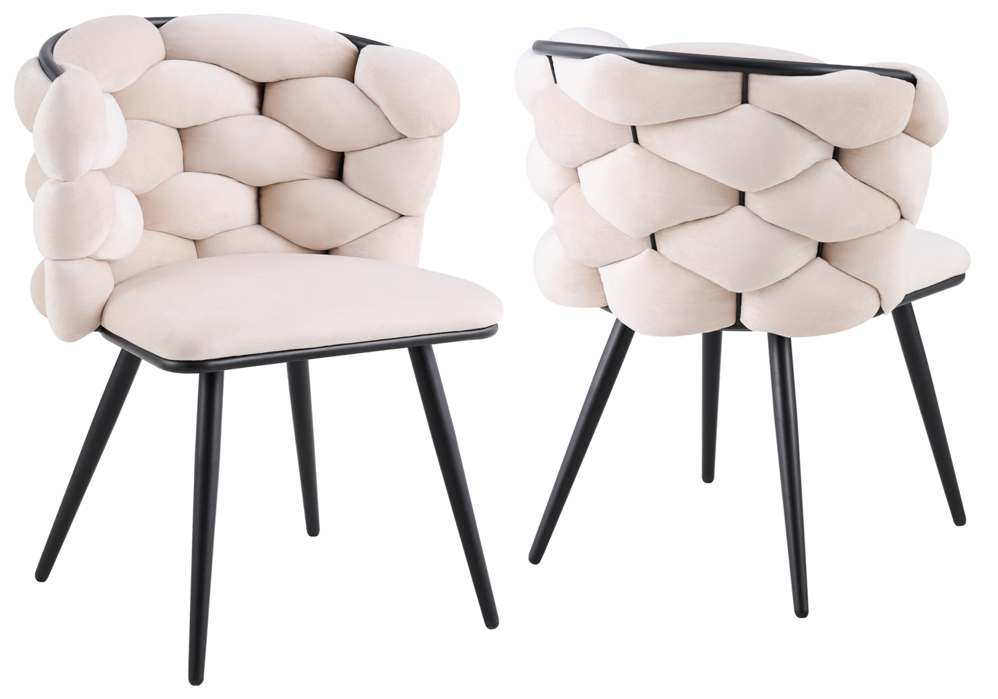 Chaise de table velours beige pieds noirs - Cloud x2