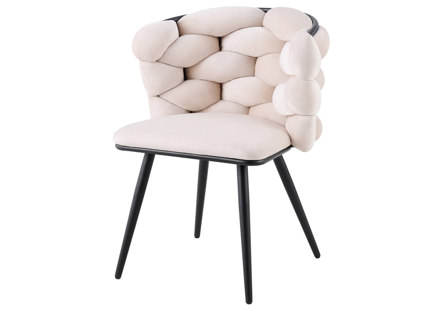 Chaise de table velours beige pieds noirs - Cloud x2