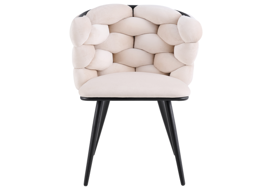Chaise de table velours beige pieds noirs - Cloud x2