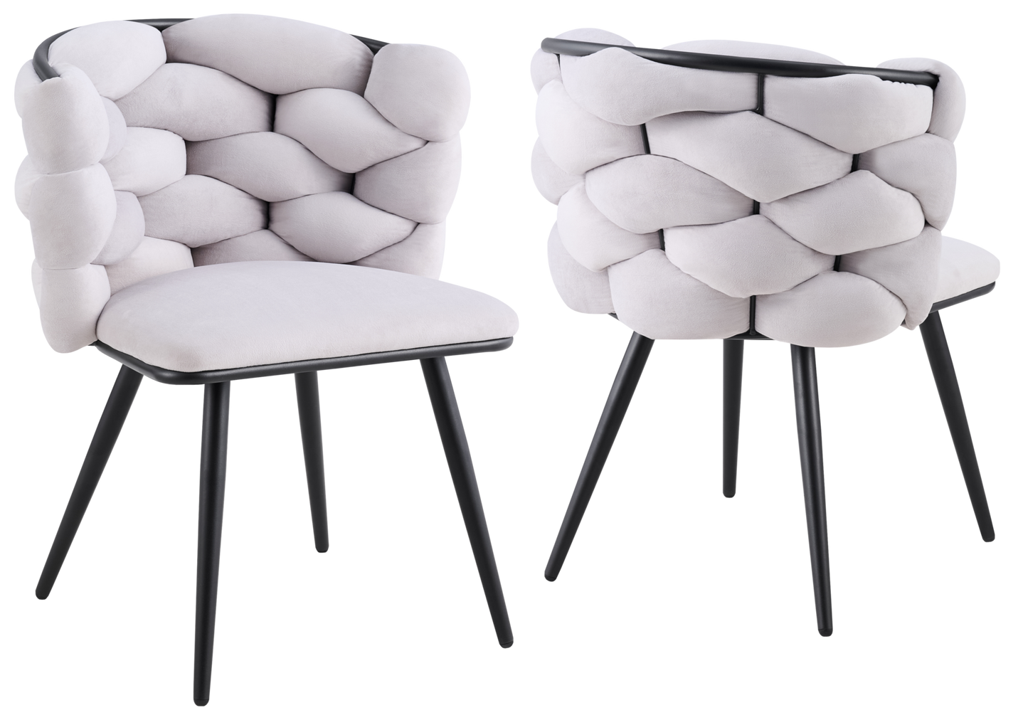 Chaise de table velours gris pieds noirs - Cloud x2