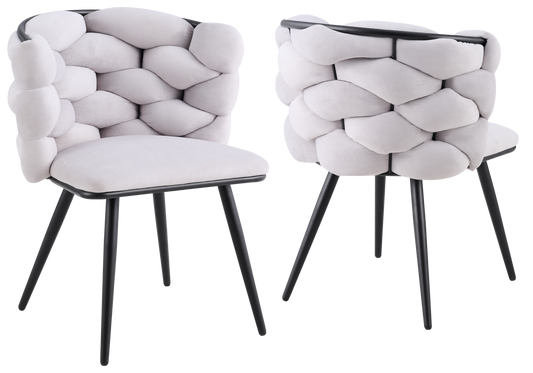 Chaise de table velours gris pieds noirs - Cloud x2