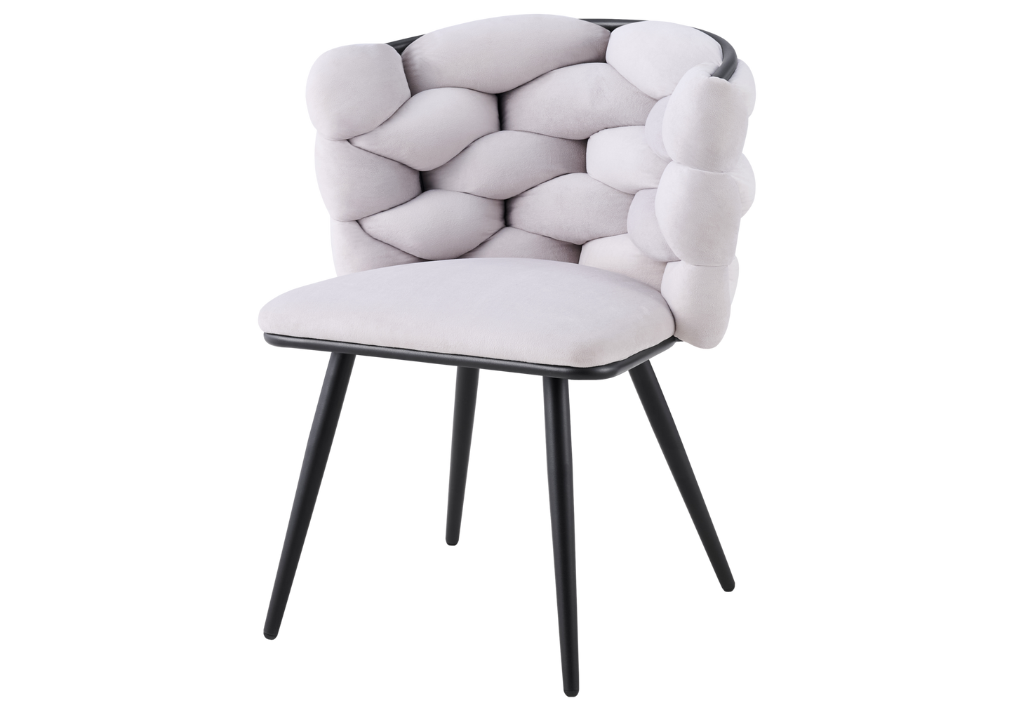 Chaise de table velours gris pieds noirs - Cloud x2