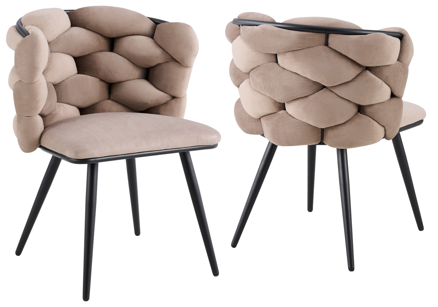 Chaise de table velours taupe pieds noirs - Cloud x2