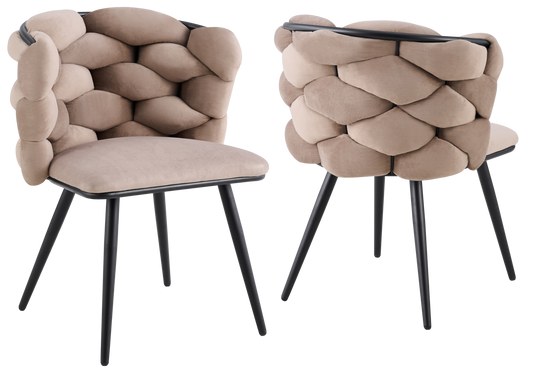 Chaise de table velours taupe pieds noirs - Cloud x2