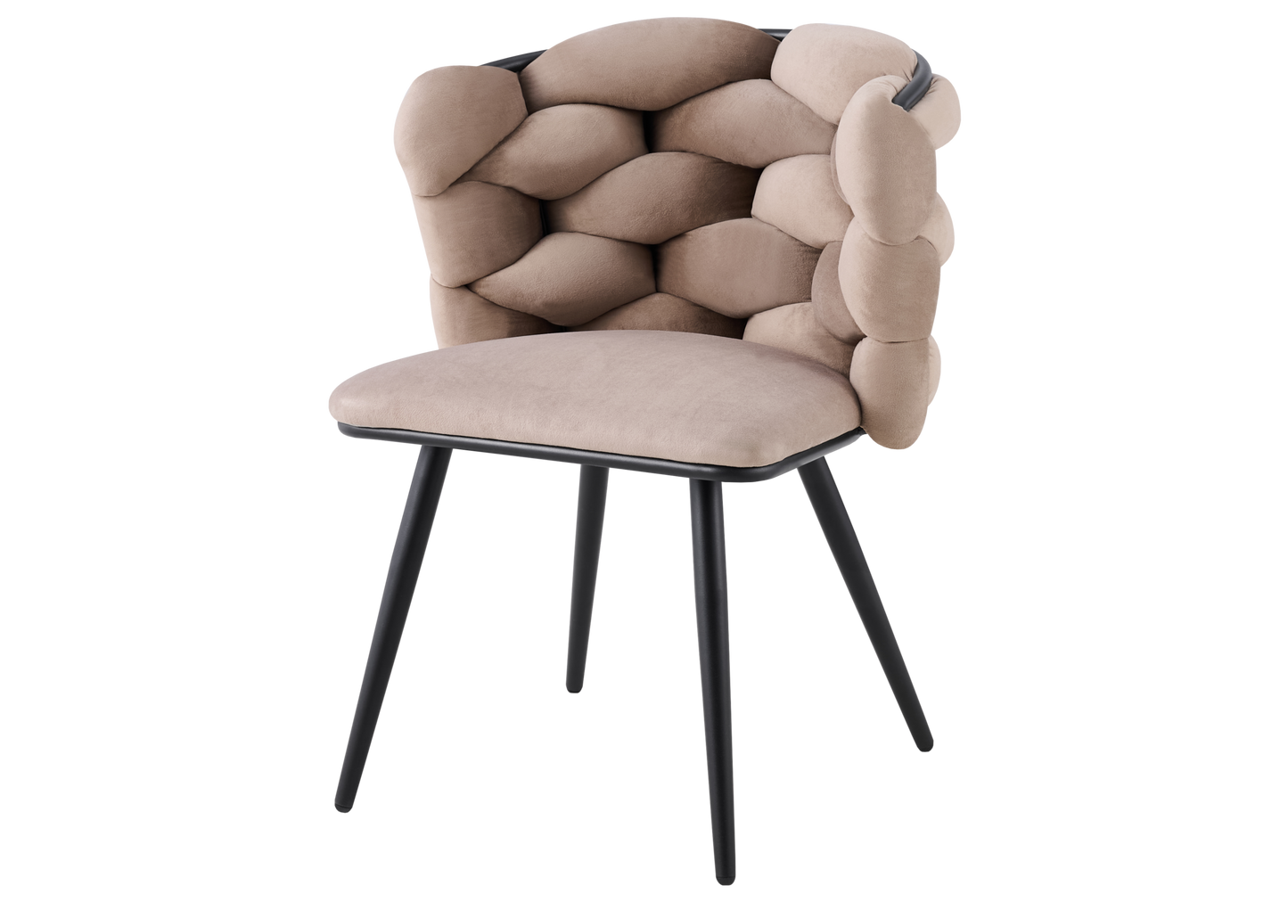 Chaise de table velours taupe pieds noirs - Cloud x2