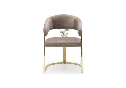 Chaise dorée taupe velours LILY