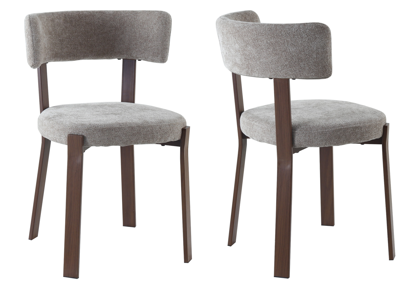 Chaise en tissu chiné taupe et pieds noyer - Como x4
