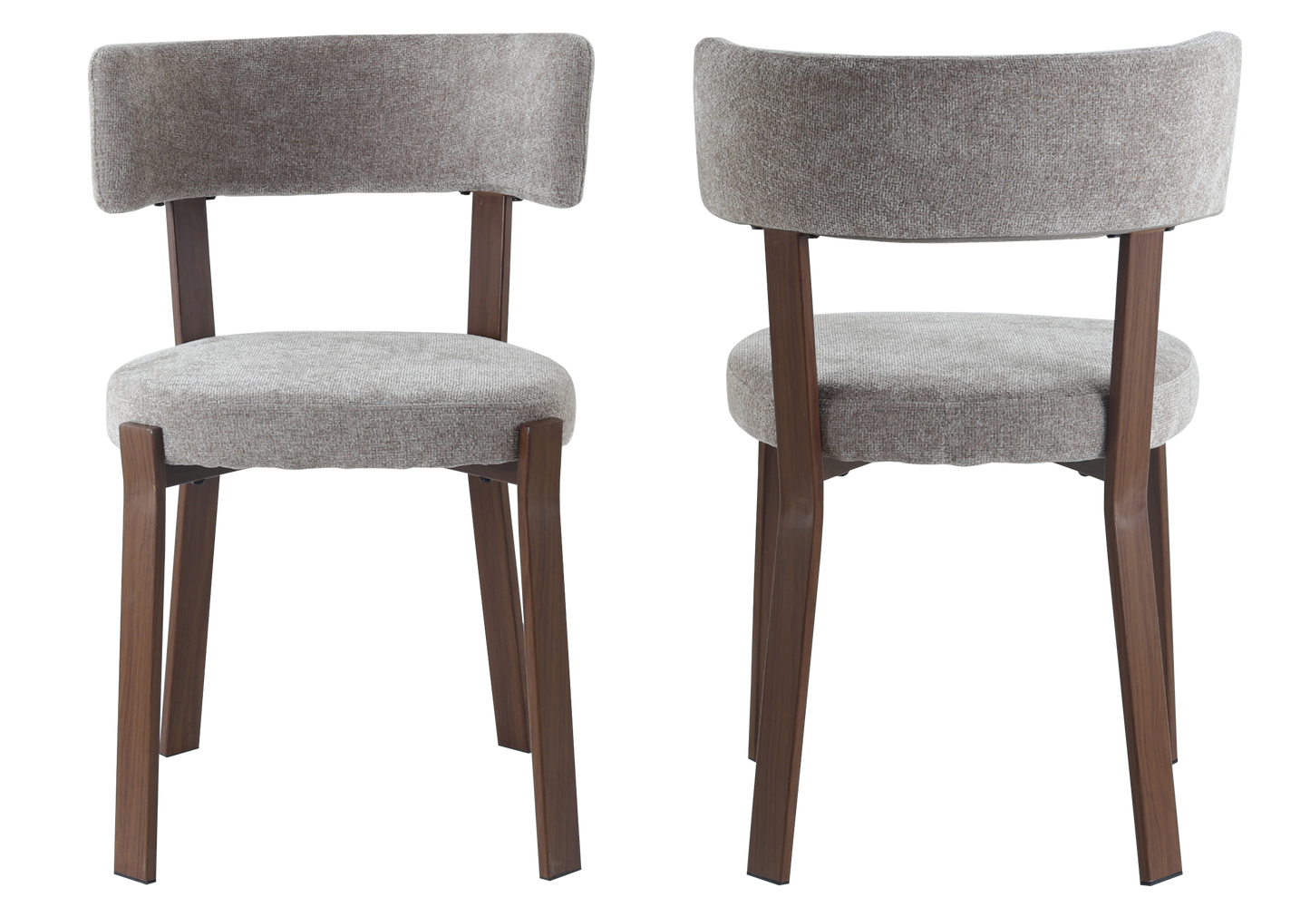 Chaise en tissu chiné taupe et pieds noyer - Como x4
