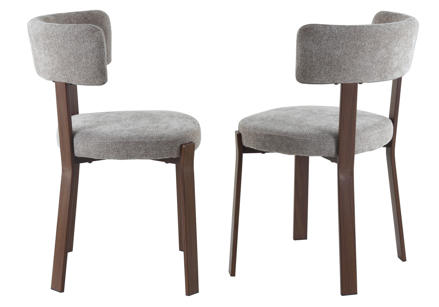 Chaise en tissu chiné taupe et pieds noyer - Como x4