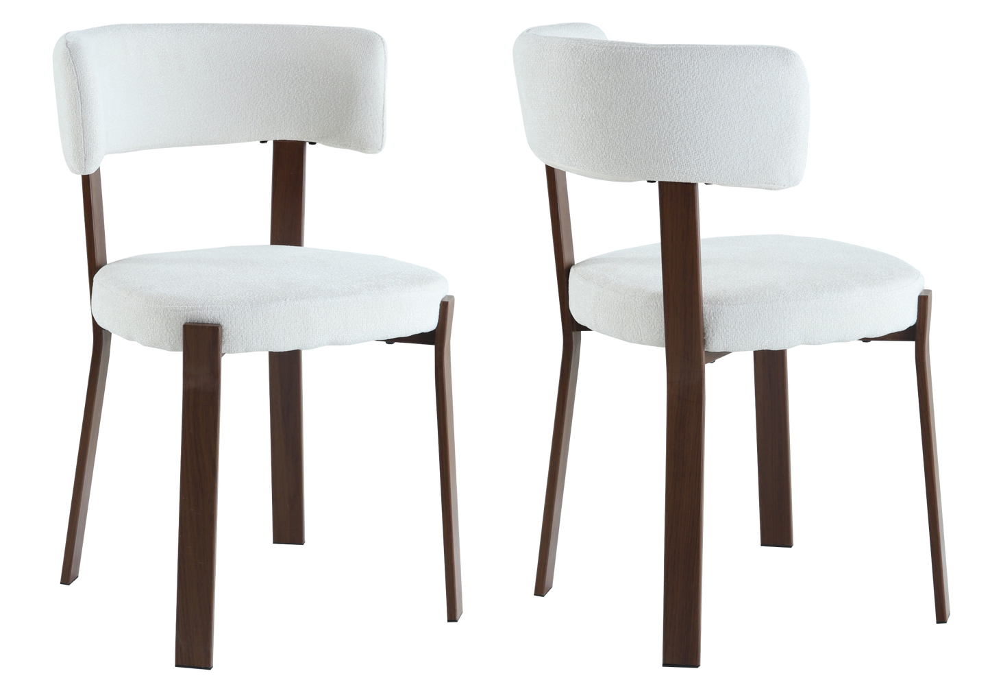 Chaise en tissu texturé beige et pieds noyer - Como x4