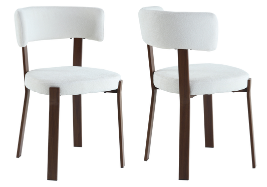 Chaise en tissu texturé beige et pieds noyer - Como x4