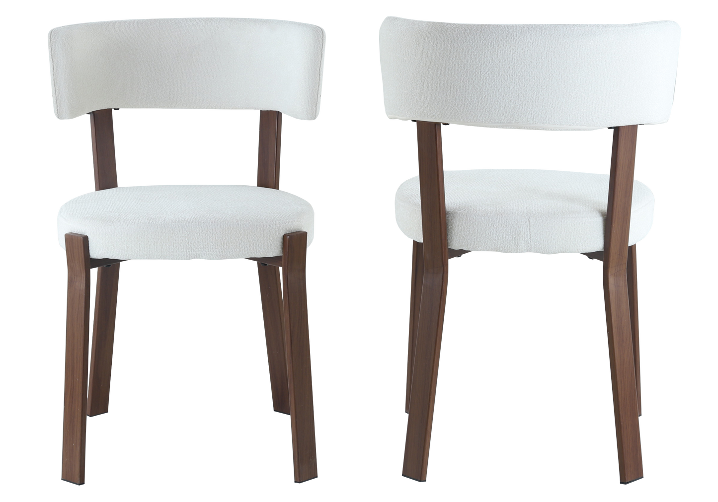 Chaise en tissu texturé beige et pieds noyer - Como x4