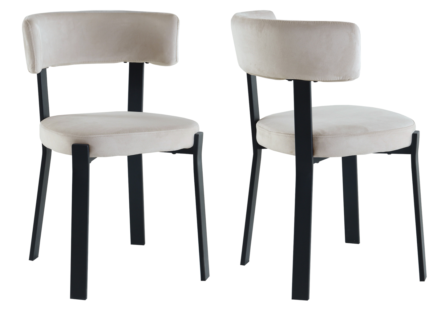 Chaise en velours beige et pieds noirs - Como x4