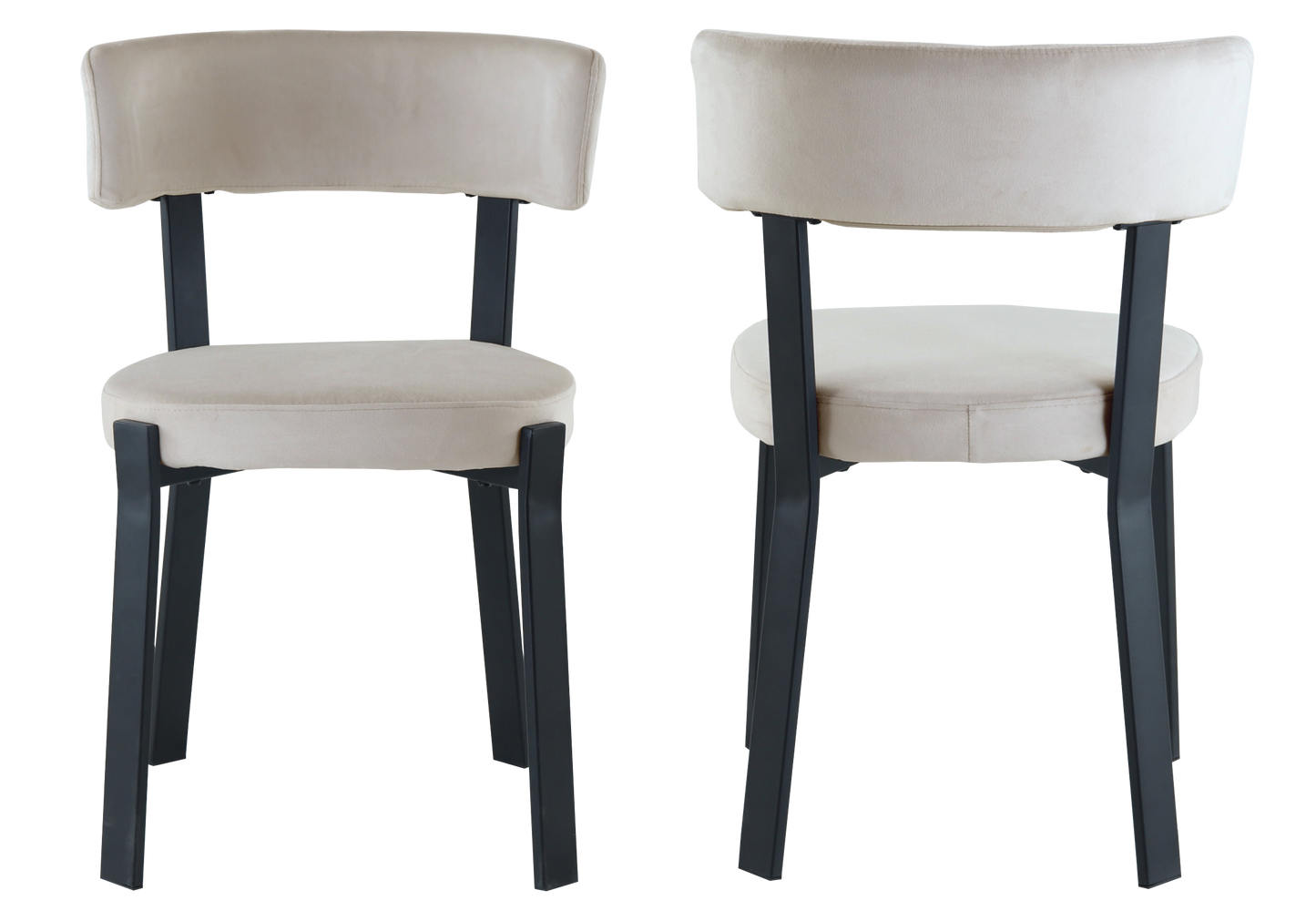 Chaise en velours beige et pieds noirs - Como x4