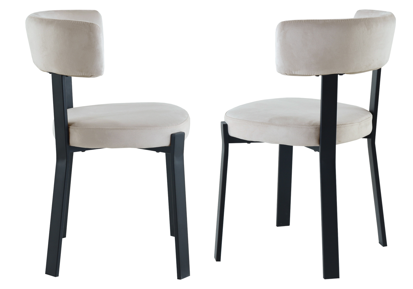 Chaise en velours beige et pieds noirs - Como x4
