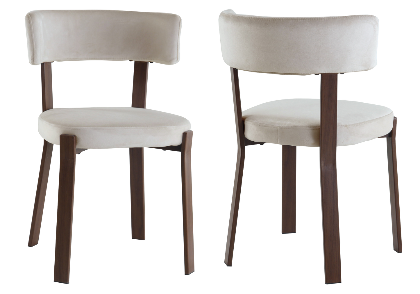 Chaise en velours beige et pieds noyer - Como x4