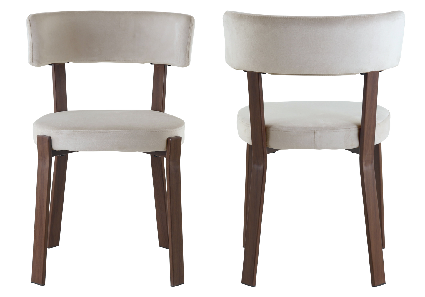 Chaise en velours beige et pieds noyer - Como x4