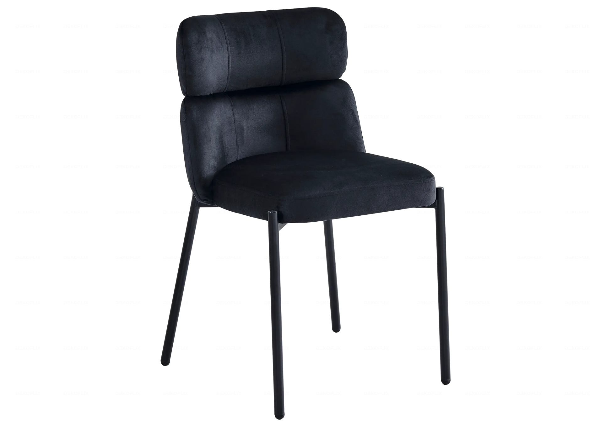 Chaises Velours Noir Pieds Noirs NORA – Lot de 4 Galerie du Mobilier