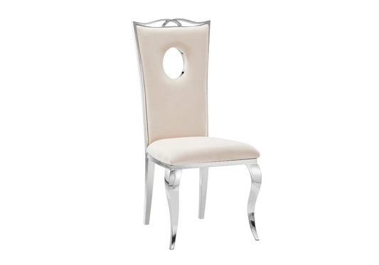 Chaises baroque chromé beige PIA (lot de 4) New Design