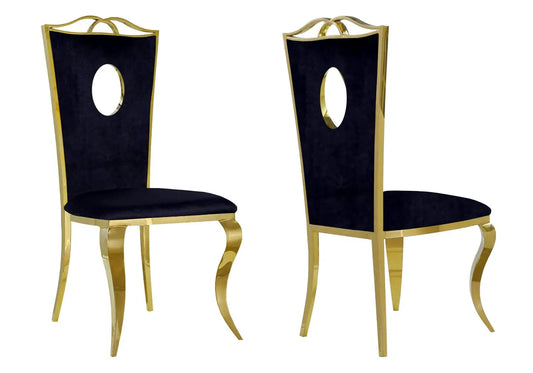 Chaises baroque doré velours noir PIA (lot de 4) New Design