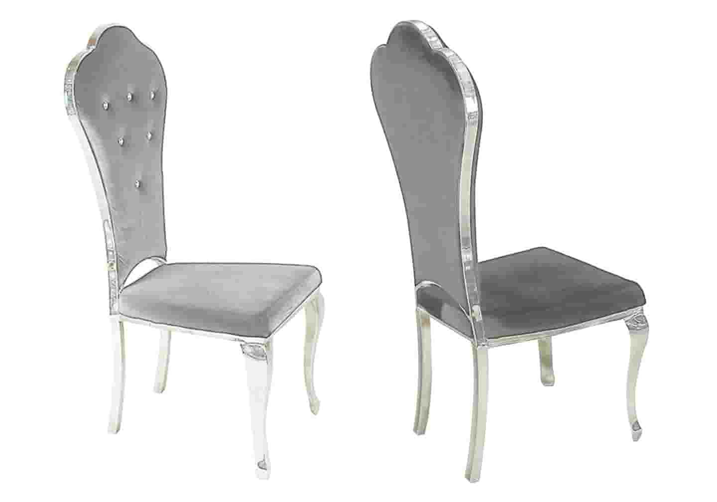 Chaises chromé capitonné gris LUA - DEKOFLIX