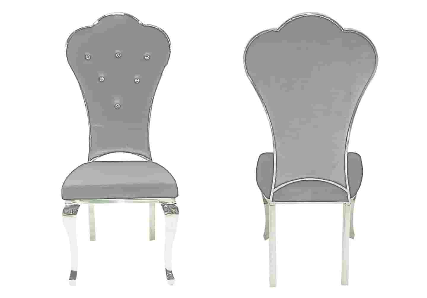 Chaises chromé capitonné gris LUA - DEKOFLIX