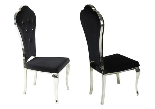 Chaises chromé capitonné noir LUA New Design