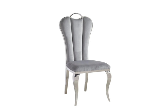 Chaises chromé velours gris ALIS (lot de 4) New Design