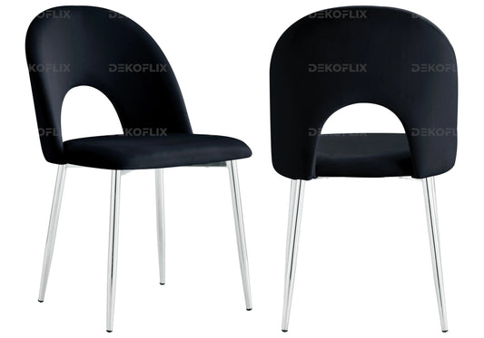 Chaises chromé velours noir TALIA (lot de 4) New Design