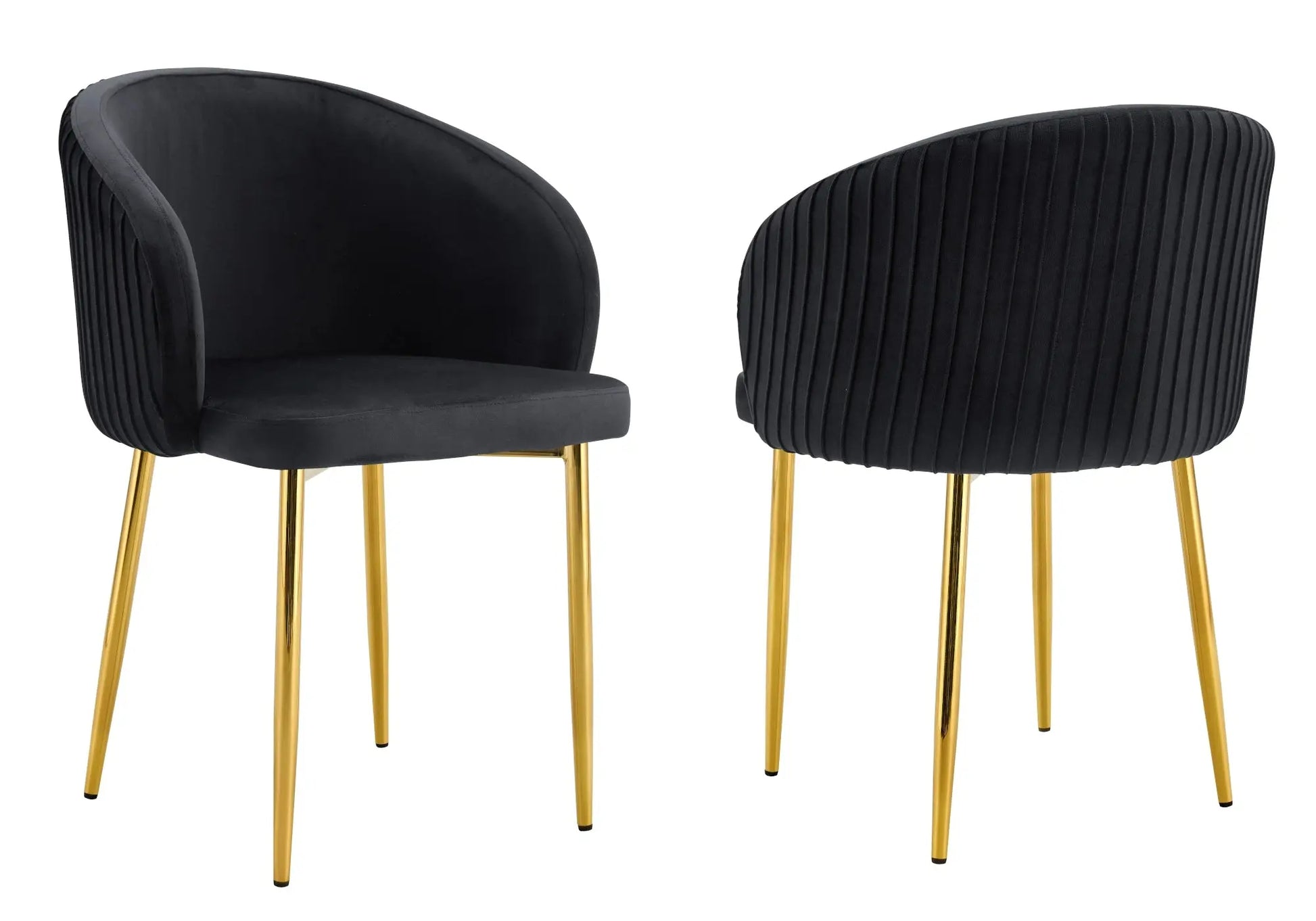 Chaises dorées en velours noir pour intérieur élégant