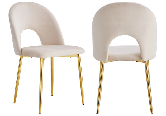 Chaises dorées velours beige TALIA (lot de 4) New Design