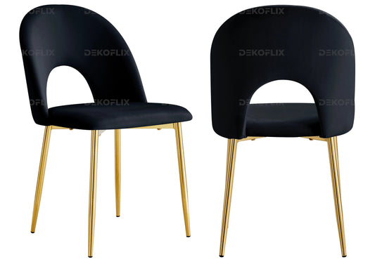 Chaises dorées velours noir TALIA (lot de 4) New Design