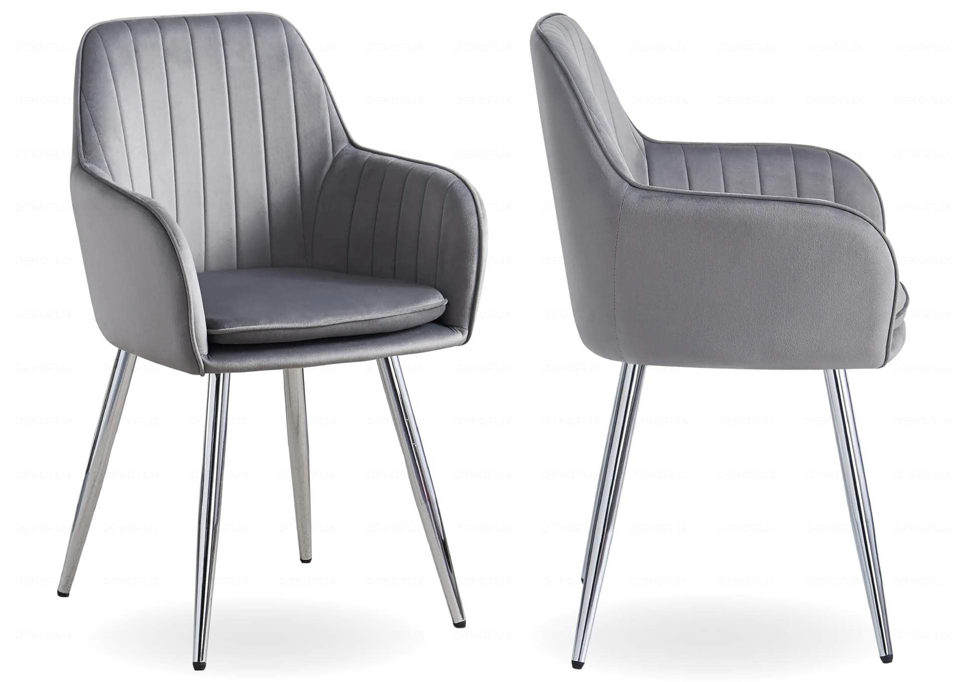 Chaises fauteuils scandinaves argent anthracite AVAS – Lot de 2 New Design