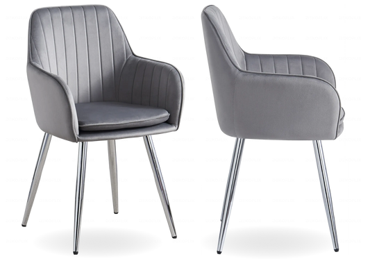 Chaises fauteuils scandinaves argent anthracite AVAS – Lot de 2 New Design