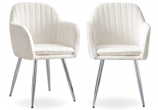 Chaises fauteuils scandinaves argent bouclette AVAS – Lot de 2 New Design