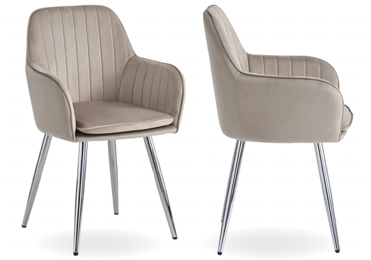 Chaises fauteuils scandinaves argent taupe AVAS – Lot de 2 New Design