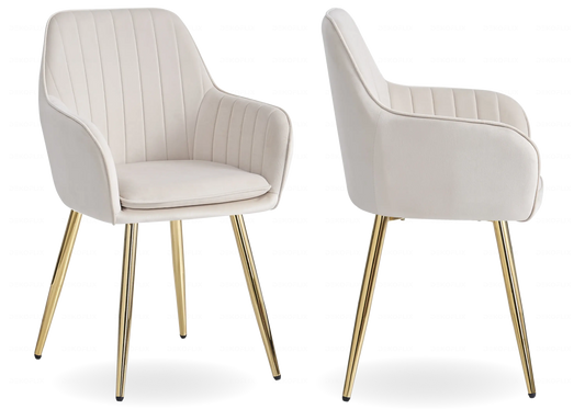 Chaises fauteuils scandinaves dorés beige AVAS – Lot de 2 New Design