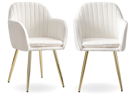 Chaises fauteuils scandinaves dorés bouclette AVAS – Lot de 2 New Design