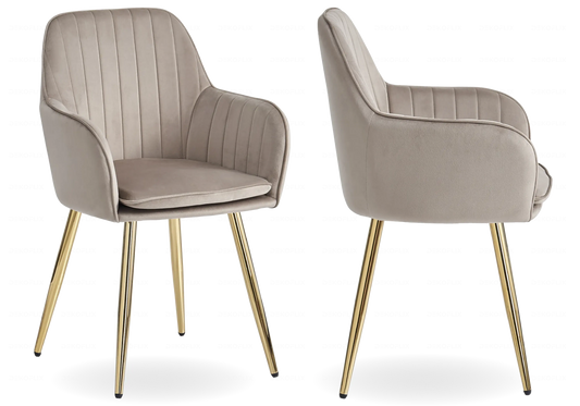 Chaises fauteuils scandinaves dorés taupe AVAS – Lot de 2 New Design