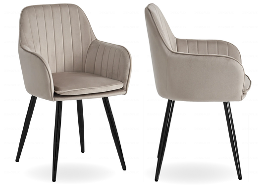 Chaises fauteuils scandinaves noirs taupe AVAS – Lot de 2 New Design