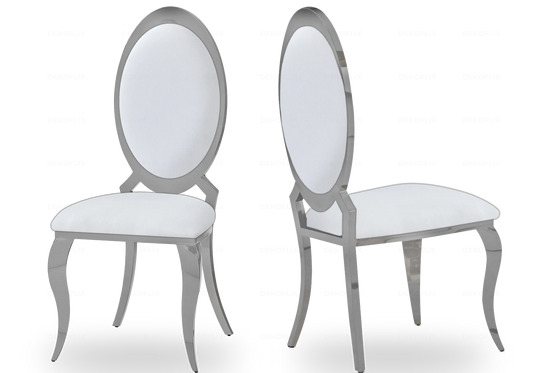 Chaises médaillon chromées blanches EVI - Lot de 4 New Design