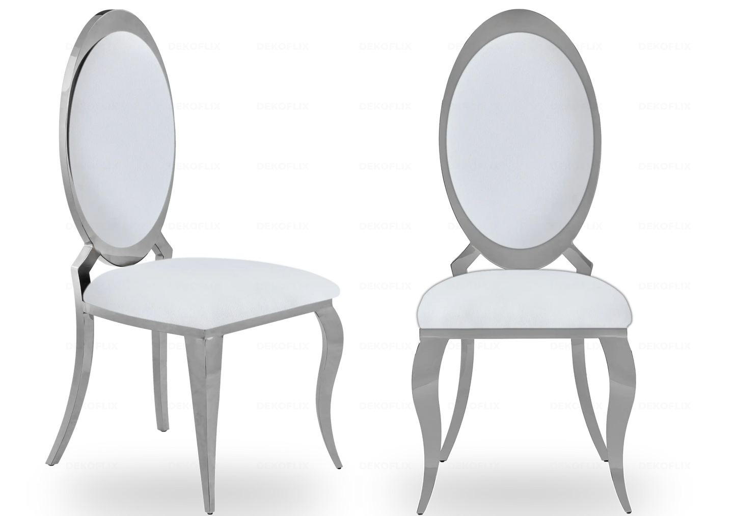 Chaises médaillon chromées blanches EVI - Lot de 4 New Design