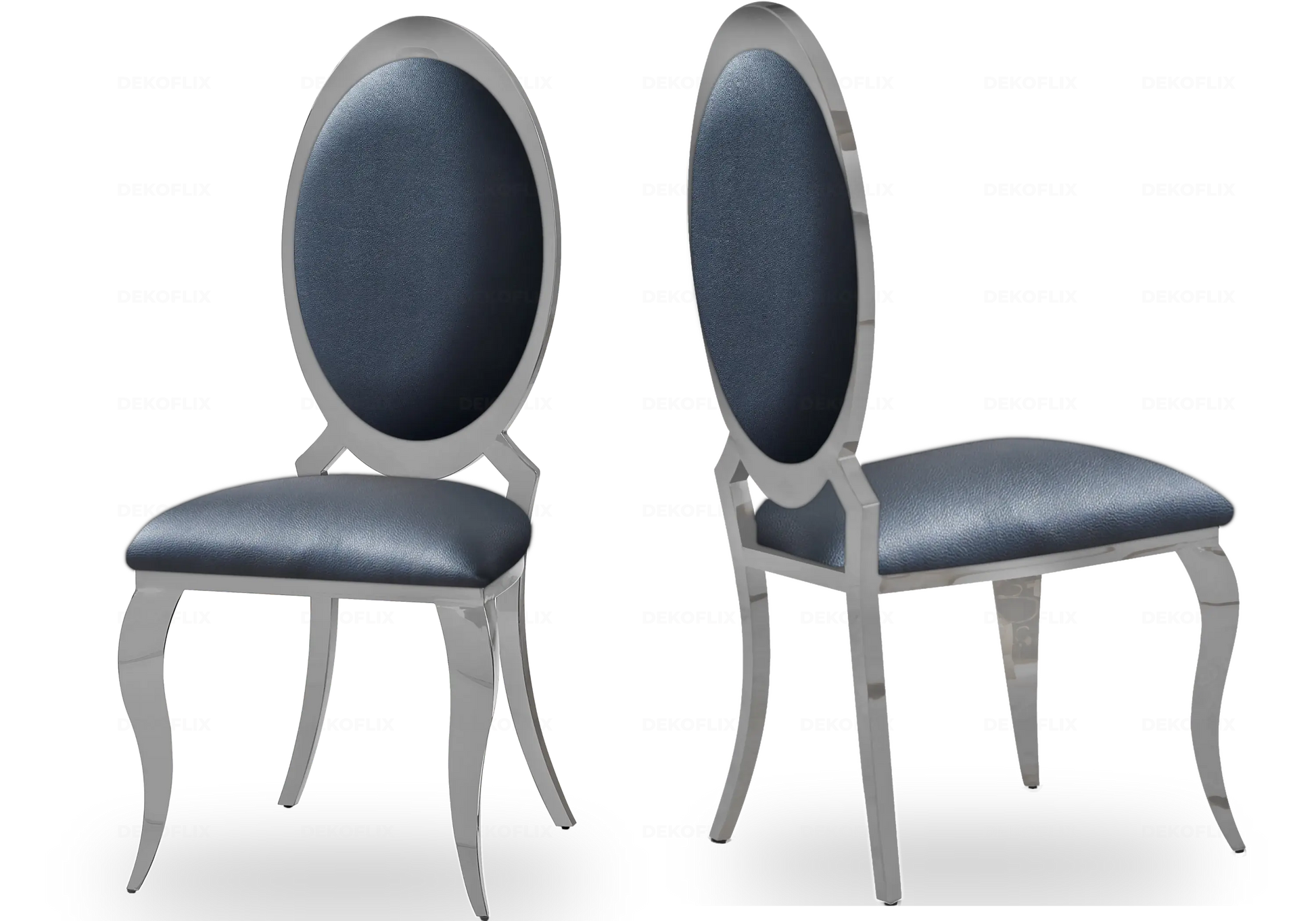 Chaises médaillon chromées noires EVI - Lot de 4 New Design