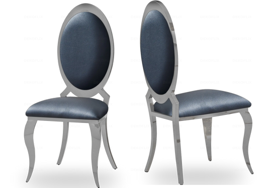 Chaises médaillon chromées noires EVI - Lot de 4 New Design